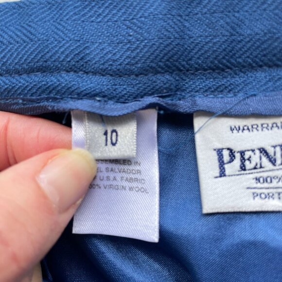 Pendleton Women’s Flat Front Trousers Slacks Pants Size 10 Blue 100% Wool Lined - Picture 4 of 14
